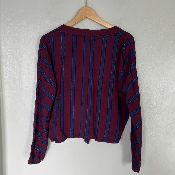 Rails Sloane Blouse Janeiro Stripe Front Tie Flowy Top Size L Purple Gold Stripe - Picture 3 of 10
